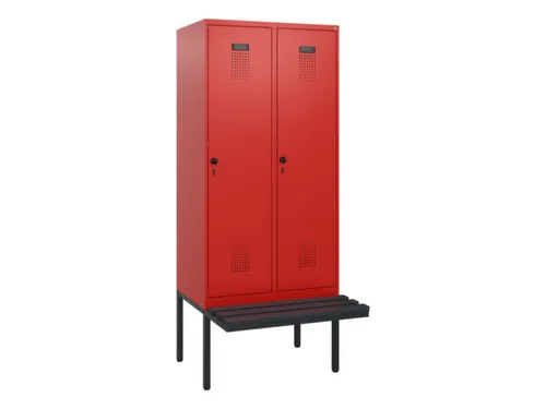 locker met bank,HxBxD 1950x800x815mm,2vak,vak B 400mm,draaigrendel