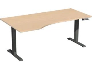 In hoogte verstelbaar bureau in vrije vorm,HxBxD 730-1230x1800x1000mm - 1