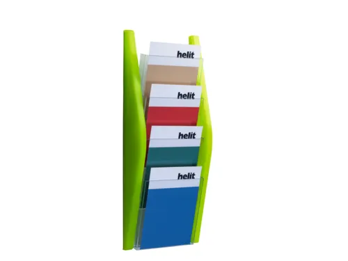 wandfolderhouder HxBxD 540x220x80mm 4xDIN A5 transparant limegroen