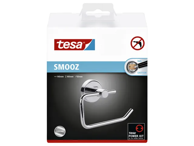 Toiletrolhouder tesa Smooz hoogglans verchroomd metaal zelfklevend