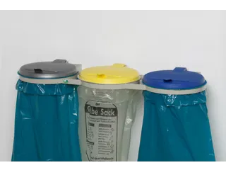 Afvalverzamelaar 120 Liter 3Voudig Wand Deksel Geel/blauw/zilver - 1