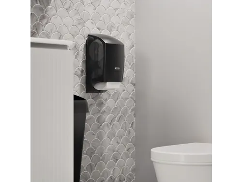 Toiletpapierdispenser Katrin systeemrol duo zwart 77519