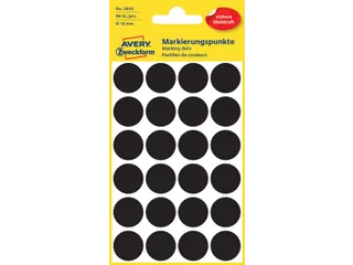 Etiket Avery Zweckform 3003 Rond Ø18mm Zwart 96 Stuks - 2