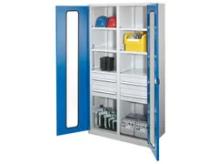 Materiaalkast Scheidingswand 1950x1000x600mm 6legborden 4laden Ral5010