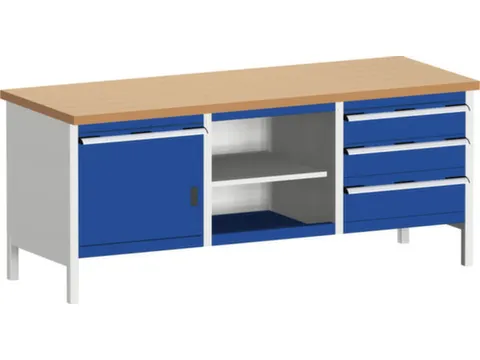 bloc établi HxlxP 840x2000x750mm plateau hêtre rouge force 1200kg