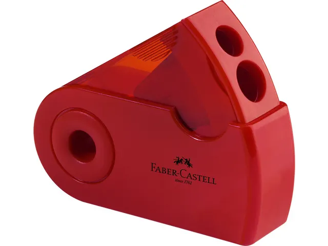puntenslijper Faber-Castell "Sleeve" rood/blauw 2 gaats display a 12 s