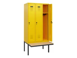 locker met bank,HxBxD 1950x900x815mm,3vak,vak B 300mm,draaigrendel