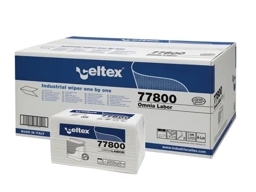 Handdoek Celtex MM Omnia Labor V-vouw 2-laags wit doos 8 pak a 300 vel