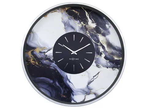 Wandklok NeXtime Marble Duo 48cm zilver metaal