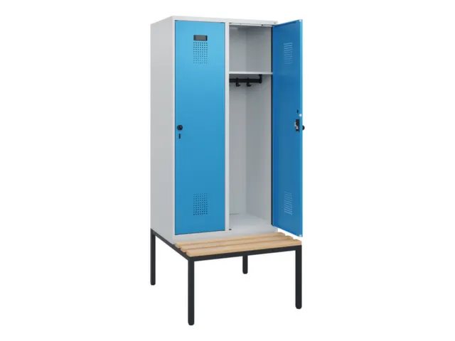 locker met bank,HxBxD 1950x800x815mm,2vak,vak B 400mm,draaigrendel