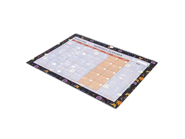 Maandplanner Pukka Pad Bloom 30x42cm ongedateerd zwart