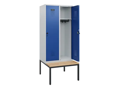 locker met bank,HxBxD 1950x800x815mm,2vak,vak B 400mm,draaigrendel