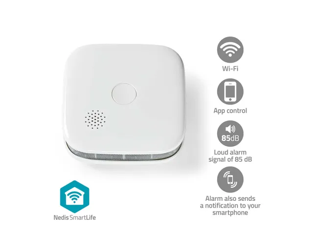 Rookmelder Nedis Smartlife Wifi 10 jaar sensor wit