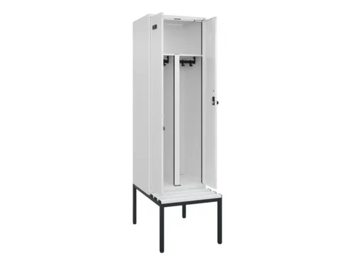 PBM-locker met bank,HxBxD 2120x600x815mm,2vak,vak B 300mm,draaigrendel