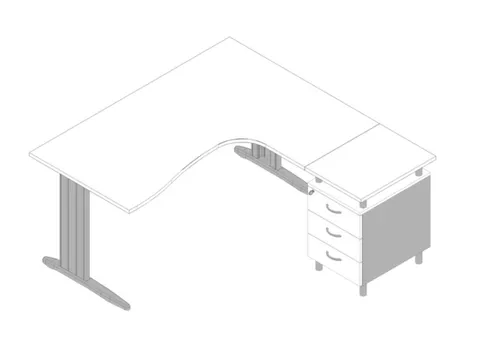 Bureauset Bureau Staand Ladeblok Rechts 730x1600x1650mm Wit