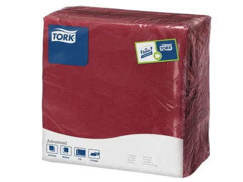 Tissue Servet 39x39cm 2-Laags 1/4 Vouw Burgundy 12x150st