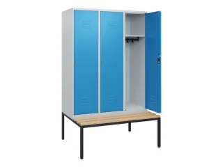 locker met bank,HxBxD 1950x1200x815mm,3vak,vak B 400mm,cil.-slot - 2