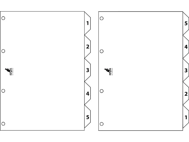 Tabbladen Kangaro A4 4-gaats PK405C 1-5 genummerd wit karton