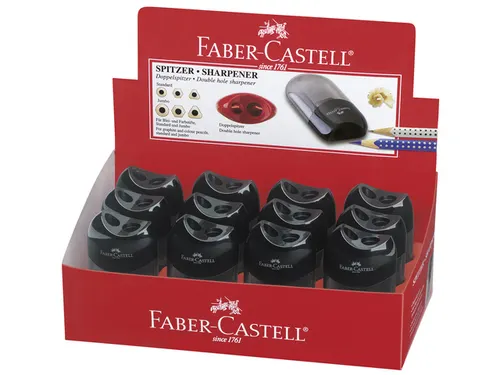 Puntenslijper Faber-Castell met afvalkoker zwart
