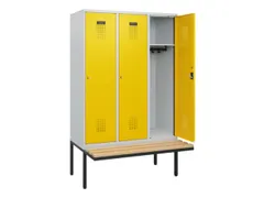 locker met bank,HxBxD 1950x1200x815mm,3vak,vak B 400mm,cilinderslot