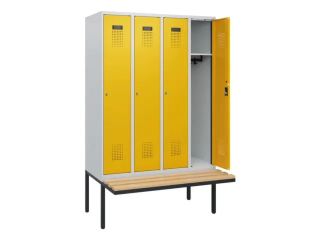 locker met bank,HxBxD 1950x1200x815mm,4vak,vak B 300mm,cilinderslot
