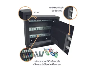 Sleutelkluis 28x30x10cm 30 Sleutels Elektronisch Cijferslot - 9
