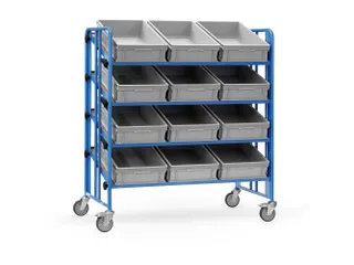 Bakkenwagen 2896 met 12 bakken 300kg 1200x658mm blauw - 1