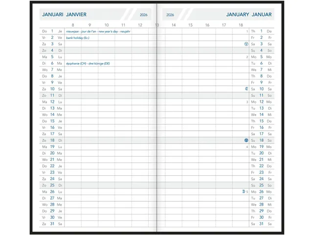 Foldplan 26 Seta geassorteerde kleuren 1maand/2pagina's 2026