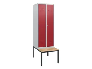 locker met bank,HxBxD 1950x600x815mm,2vak,vak B 300mm,cil.-slot - 1