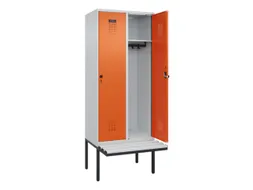 locker met bank,HxBxD 2120x800x815mm,2vak,vak B 400mm,draaigrendel