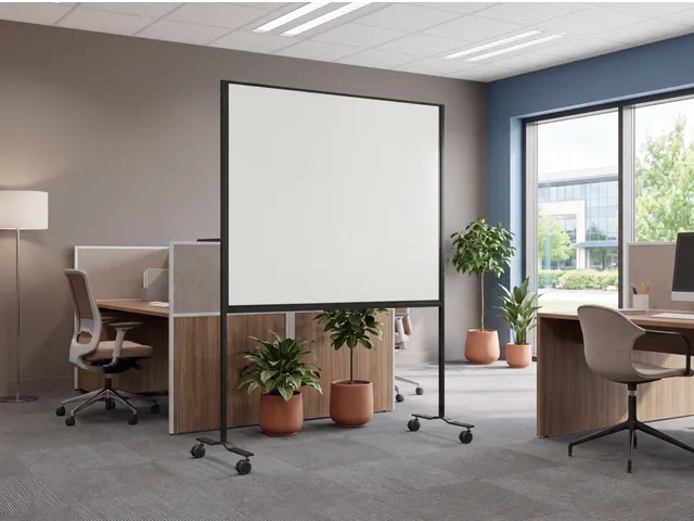 Verrijdbaar Whiteboard Workboard 120x150cm Emaille zwart profiel
