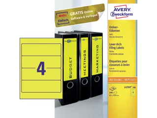 Rugetiket Avery Zweckform breed 192x61mm Geel L4769 400 stuks - 1