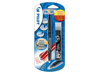 Rollerpen Pilot Frixion Ball 0.7mm BL-FR7 met 3 vullingen Zwart - 1