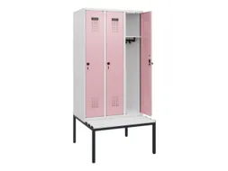locker met bank,HxBxD 1950x900x815mm,3vak,vak B 300mm,draaigrendel