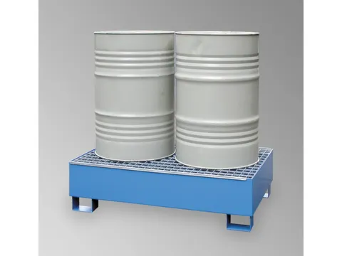 Opvangbak Staal Bxdxh 1325X1320X250Mm Voor 2X200L Vaten Rooster Blauw