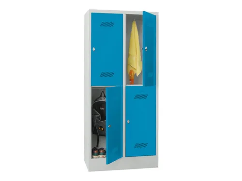 dubbeldekse locker,HxBxD 1850x800x500mm,2x2vak.,RAL7035,front RAL5012
