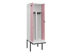 PBM-locker met bank,HxBxD 2120x600x815mm,2vak,vak B 300mm,draaigrendel