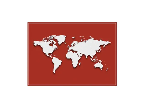 Placemat 45x32cm PVC Wereldkaart Rood 6 Stuks