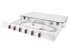 FO-lasdoos 1U Uitgerust 6x SC DX OM4 incl. Lascassette Grijs