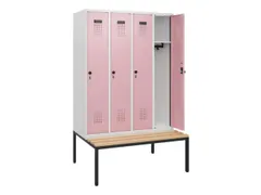 locker met bank,HxBxD 1950x1200x815mm,4vak,vak B 300mm,draaigrendel