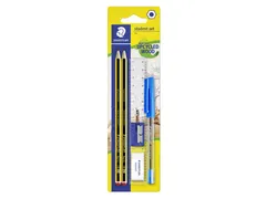 Schrijfset Staedtler inhoud 2 Noris potloden HB en balpen gum slijper