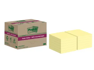 Memoblok Super Sticky 654 RSS12CY recycled 76x76mm canary yellow - 1