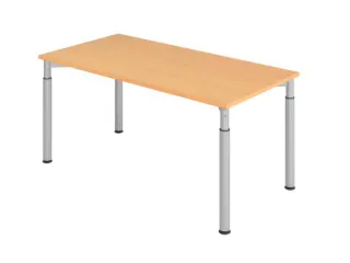bureau,HxBxD 680-820x1600x800mm,blad beuken,4voeten zilverkleurig - 1