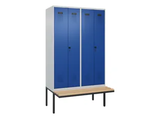 locker met bank,voor scheiding van kleding,HxBxD 2120x1200x815mm,4vak - 2