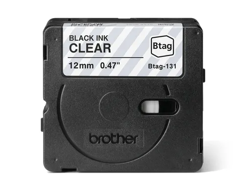 Labeltape Brother Ptouch Btag-131 12mm zwart op transparant