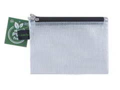 Trousse Foldersys A6 EVA transp sans PVC 2 comp fermeture éclair noir