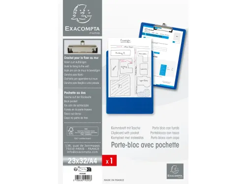 Klemplaat met instee khoes PP A4 blauw