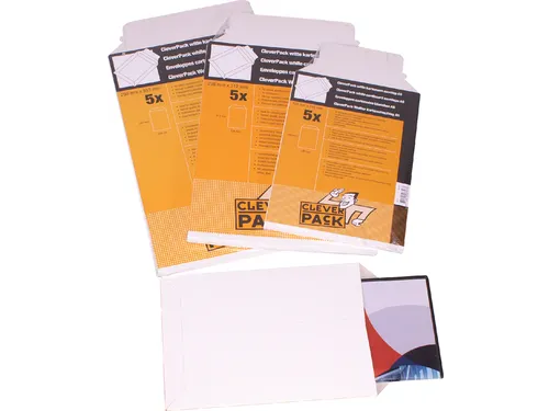 Envelop CleverPack karton A5 176x250mm wit pak à 5 stuks