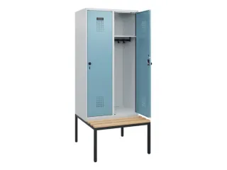 locker met bank,HxBxD 1950x800x815mm,2vak,vak B 400mm,draaigrendel - 1
