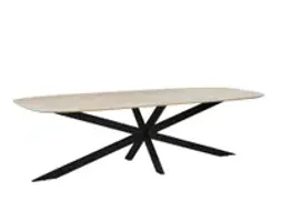 OUTLET Vergadertafel Harper Deens Ovaal 200x100cm Naturel blad met Spi